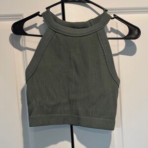 Aerie Olive Ribbed Crop Top